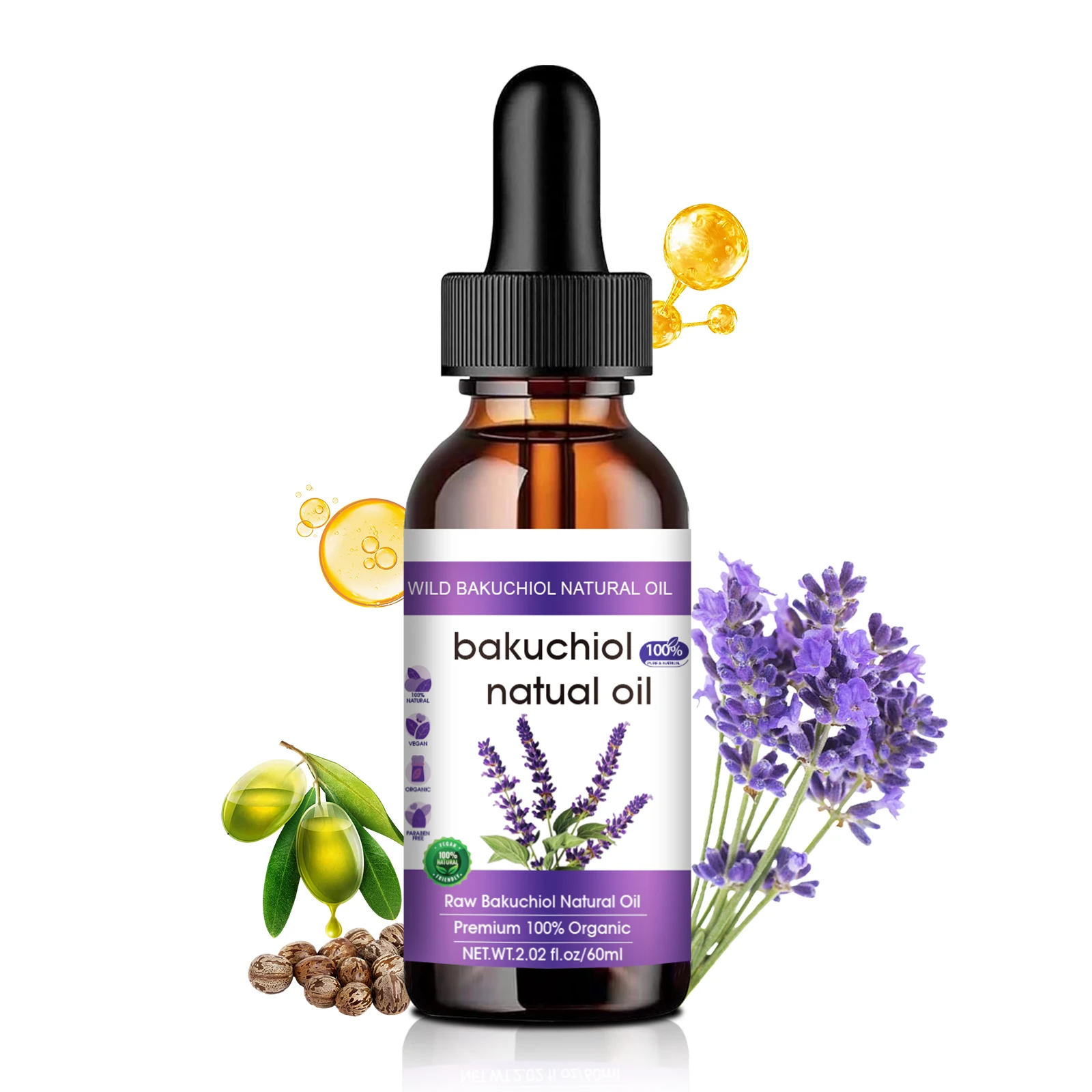 바쿠치올 안티에이징 페이스 오일 60ml - 라벤더 함 - Bakuchiol Retinol Alternative 리뷰 및 가격