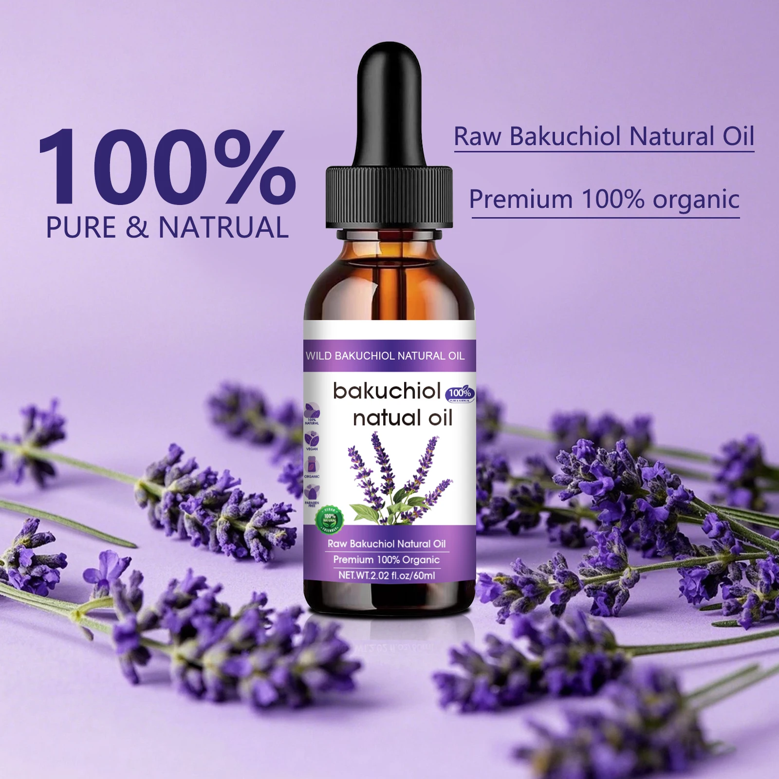 바쿠치올 안티에이징 페이스 오일 60ml - 라벤더 함 - Bakuchiol Retinol Alternative 리뷰 및 가격
