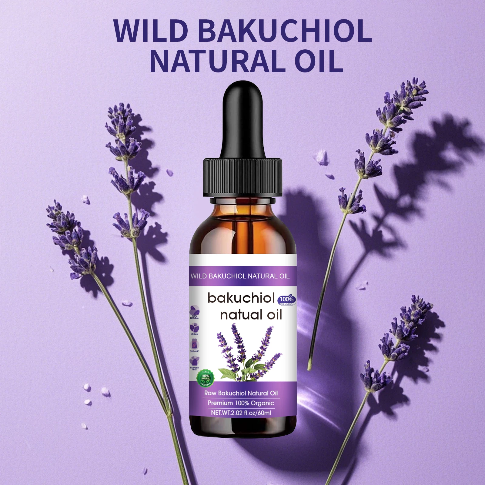 바쿠치올 안티에이징 페이스 오일 60ml - 라벤더 함 - Bakuchiol Retinol Alternative 리뷰 및 가격
