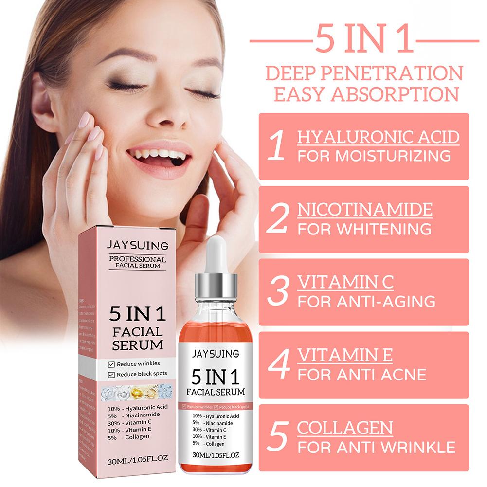 5 in 1 페이스 세럼 비타민 C 보습 미백 주름 개 - Skincare Niacinamide 리뷰 및 가격
