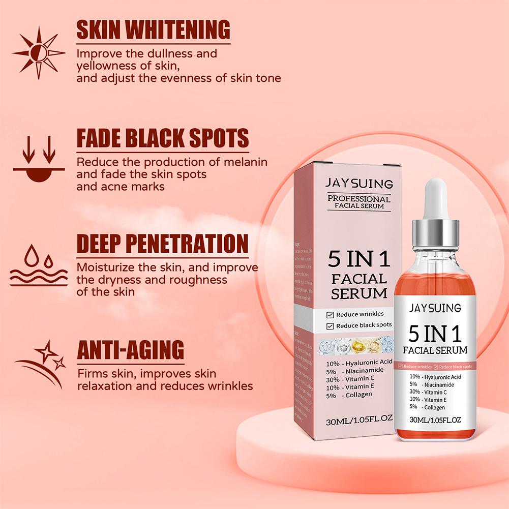 5 in 1 페이스 세럼 비타민 C 보습 미백 주름 개 - Skincare Niacinamide 리뷰 및 가격
